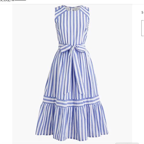 J.Crew Dress Size 2 Striped Midi Cotton Pockets Preppy Work Factory Outlet NWT - Picture 1 of 10